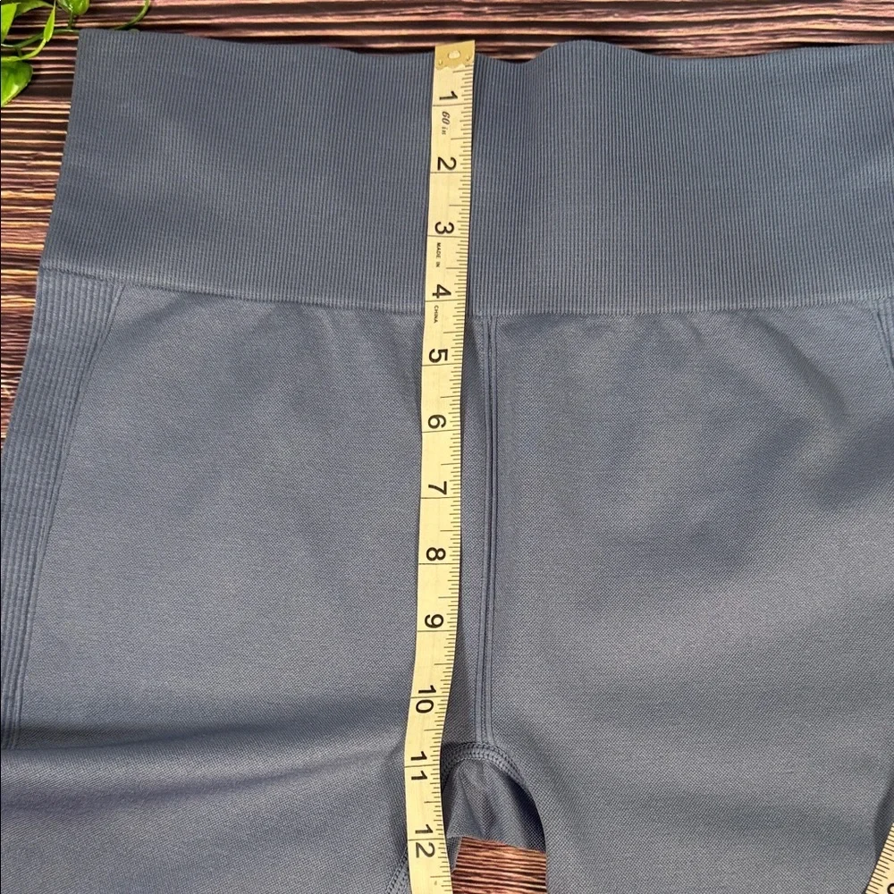 Women's Blue Gray 7/8 Leggings seamless, high-rise waistband, four-way stretch - Picture 7 of 11